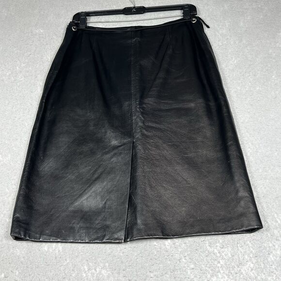 Prada Skirt Womens Size 44 Black Pencil Leather Belted Made In Italy - Picture 6 of 14